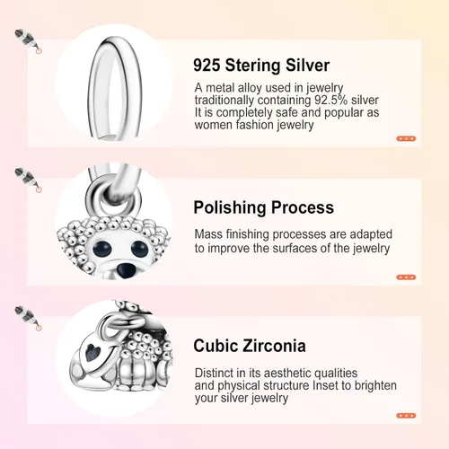 Vista 5 de Annmors - Dije familiar colgante de plata de ley 925 para hermana mamá papá y tía joyas para niñas regalos de cuentas para mujeres pulsera y collar