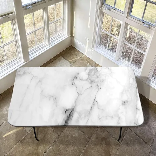 Vista 27 de XISUNYA Mantel de poliéster elástico con diseño de mármol, mantel rectangular de 24 x 36 pulgadas para mesa plegable de 3 pies, mantel ajustable