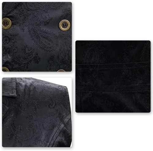 Vista 4 de Cloudstyle Chaleco de vestir de cachemira para hombre, chaleco gótico steampunk, chaleco floral sin mangas