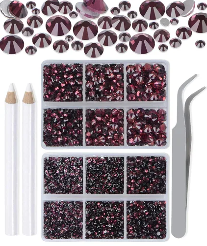 Vista 16 de LPBeads 6000 unidades de diamantes de imitación negros no termofijos, 6 tamaños, cristal redondo, con parte trasera plana, pinzas y bolígrafo