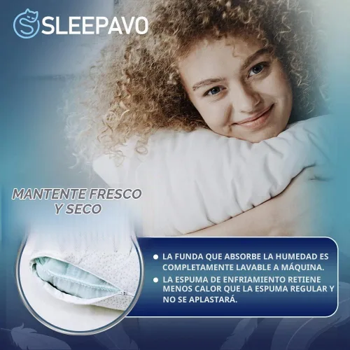Vista 2 de Juego de 4 almohadas de espuma viscoelástica tamaño Queen - Almohadas refrescantes para dormir - Para espalda, estómago, almohada firme para dormir