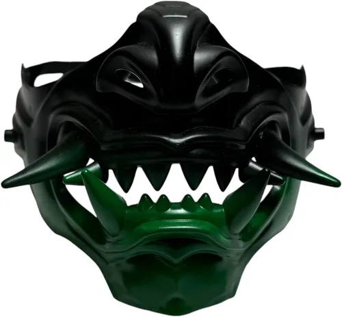 Vista 14 de Máscara japonesa de monstruo Hannya Demon Oni Samurai de media cara (Negro), talla única para la mayoría..