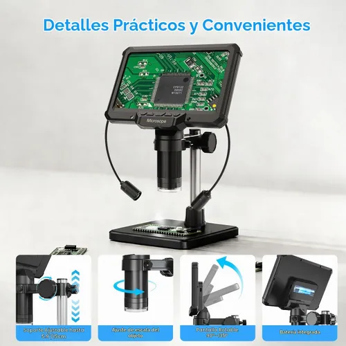 Vista 5 de Leanking Microscopio digital para adultos y niños, microscopios de lupa de monedas de pantalla de 7 pulgadas para monedas de error, PCB, errores