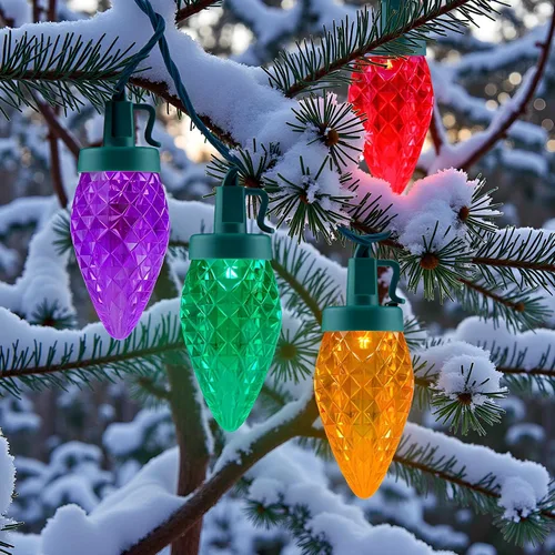 Vista 7 de YULETIME Tira de luces LED multicolor C9 fresa para Navidad, 68 pies 100 unidades con espaciado de 8" impermeable, luz de cadena festiva