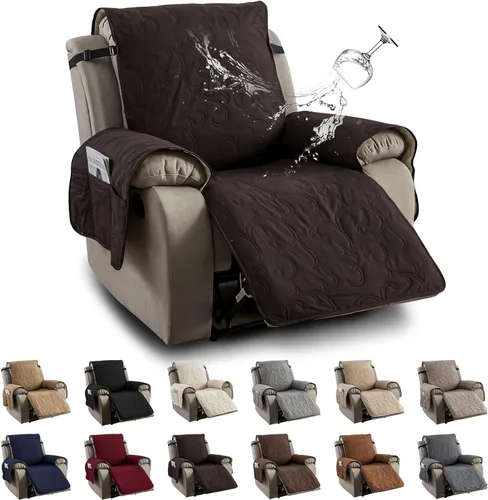 Vista 27 de Funda reclinable 100% impermeable para sofá biplaza, 4 piezas divididas para sofá reclinable de 2 asientos, funda de sofá reclinable antideslizante