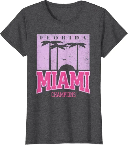 Vista 3 de MIAMI Beach Sunset Camiseta Florida Miami Palm Trees Camiseta Camiseta, Negro