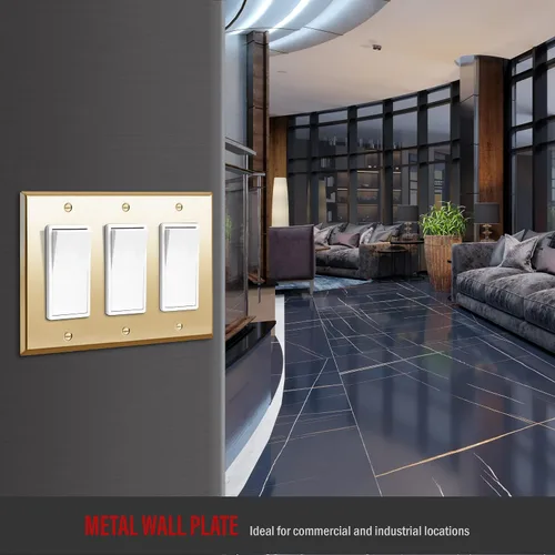 Vista 61 de ENERLITES Placa decorativa doble de metal para interruptor o receptáculo, placa de pared de acero inoxidable, resistente a la corrosión