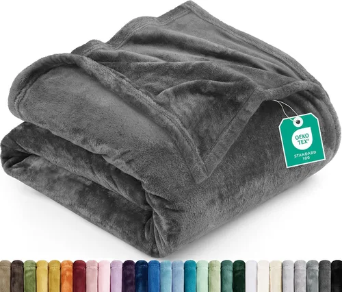 Vista 11 de Utopia Bedding - Manta de vellón de lujo, mullida, antiestática; manta de suave microfibra de 8.8 oz/yd² (300 g/m²) para sofá y cama; tamaño Gris