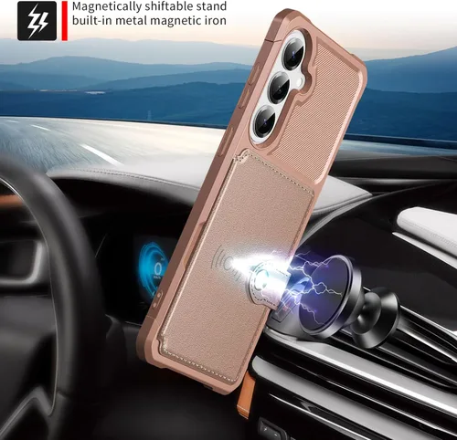 Vista 29 de Funda para Samsung Galaxy S21 Ultra con tarjetero, compatible con soporte magnético para automóvil, resistente a los golpes, resistente, suave, TPU