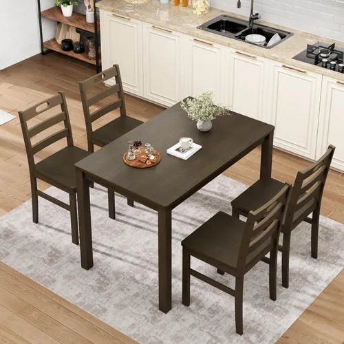 Vista 14 de Sophia & William Juego de mesa de comedor de 5 piezas para 4, juego de mesa y sillas de cocina de madera, mesa de comedor rectangular de 45 pulgadas