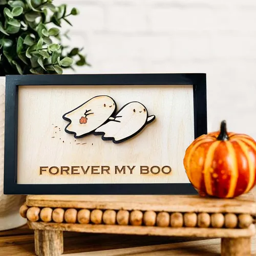 Vista 8 de Regalos personalizados para el día de San Valentín – Letrero de Forever My Boo, bonita decoración de fantasma, kawaii espeluznante, regalos