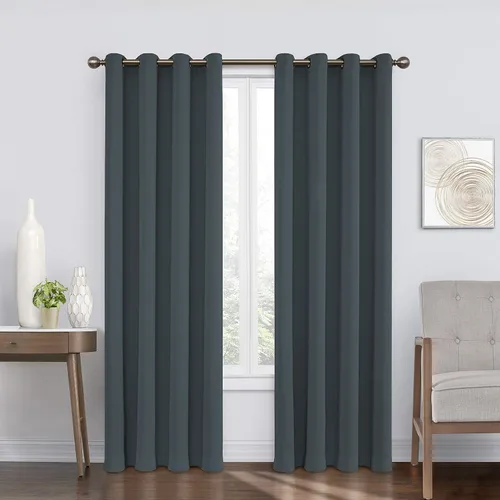 Vista 12 de Eclipse - Cortinas aislantes para oscurecimiento de ventanas con ojales para dormitorio o sala de estar redonda Azul marino