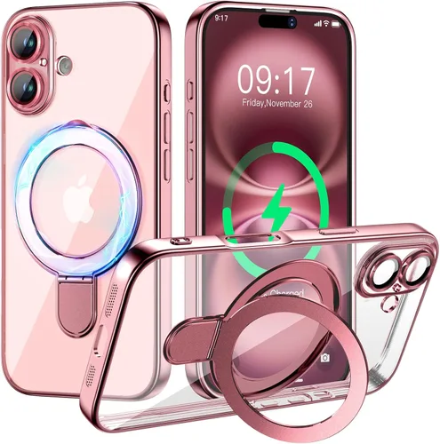 Vista 14 de Funda magnética para iPhone 14 Pro con soporte invisible [compatible con MagSafe] [protector completo de lente de cámara]