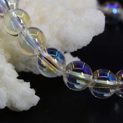 Vista 3 de Handmade Gem Semi Precious Gemstone 6mm Round Beads Stretch Bracelet 7" Unisex