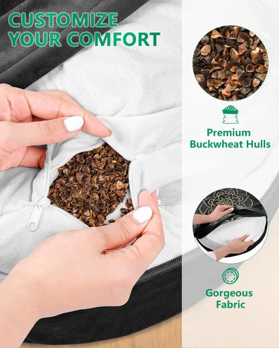 Vista 2 de Juego de cojín de meditación Hihealer grande de terciopelo para piso y cojín de yoga tibetano tradicional para adultos Zafu con relleno de trigo