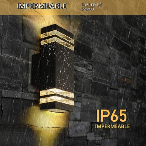 Vista 4 de Aplique de pared LED impermeable para porche de 12 W, (sensor de atardecer a amanecer), lámparas de pared modernas e impermeables, 1000 lúmenes