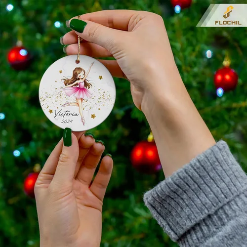 Vista 3 de FLOCHIL Adornos Personalizados de Bailarina de Navidad 2025 para Niña, Adornos Personalizados de Bailarina para Árbol de Navidad, Regalo