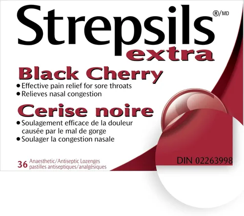 Vista 2 de STREPSILS® Pastillas extra para el dolor de garganta - cereza negra (Canadá)