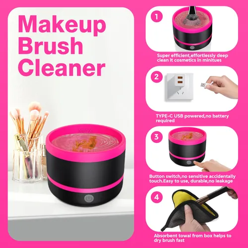 Vista 5 de Limpiador eléctrico de pinceles de pintura, taza de enjuague, enjuague de pinceles para pintar, máquina limpiadora de brochas de maquillaje