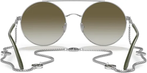 Vista 4 de GIORGIO ARMANI Woman Sunglasses Silver Frame, Gradient Green Lenses, 56MM
