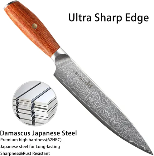 Vista 48 de Cuchillo de chef de 6 pulgadas, cuchillos de cocina, deshuesado de acero inoxidable alemán de alto carbono, cuchillo profesional para carne, aves