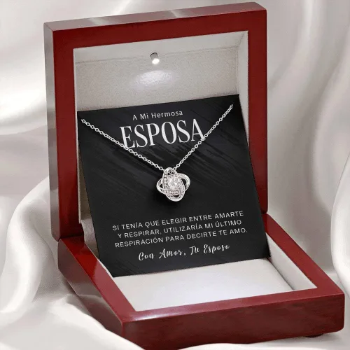 Vista 3 de Collar de regalo para mi esposa - Regalo para mi esposa especial, collares de promesa es para siempre, regalo para mi esposa, mi alma gemela