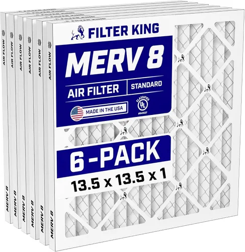 Vista 80 de Filter King Filtro de aire 6x12.25x1 Paquete de 6 Filtros plisados MERV 8 HVAC para horno A/C HECHO EN EE. UU. Tamaño real: 6 x 12.25 x .75