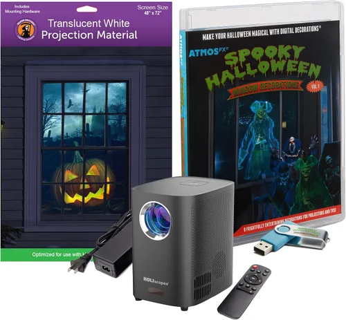 Vista 12 de HoliScapes® Kit de proyector USB - Taller de Santas + proyector + pantalla de proyección de 48 x 72 pulgadas