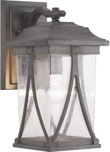 Vista 9 de Progress Lighting Abbott Collection - Farol de pared pequeño de cristal transparente con semilla para exteriores, 1 luz, bronce antiguo
