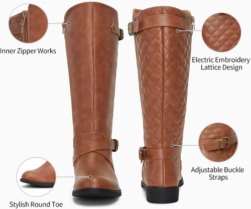Vista 5 de Jeossy Botas de equitación de 50 hasta la rodilla para mujer con hebilla de metal