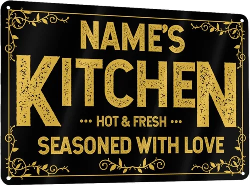 Vista 10 de Letreros de cocina personalizados con nombre personalizado, letrero de cocina condimentado con amor, letrero de cocina para decoración del hogar