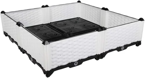 Vista 48 de BAOYOUNI - Juego de jardinera cuadrada para interiores o exteriores, maceta de plástico, caja de cultivo para verduras frescas, hierbas, flores