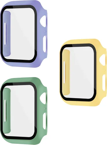 Vista 11 de Paquete de 3 fundas con protector de pantalla para Apple Watch de Negro + rosa intenso + morado oscuro