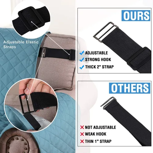 Vista 7 de H.VERSAILTEX Paquete de funda reversible para silla y funda de sofá color azul ahumado