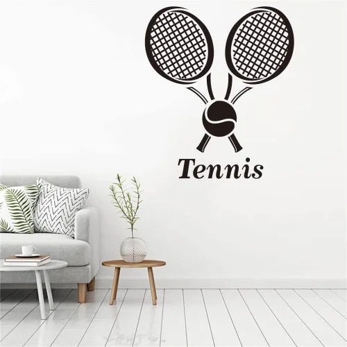 Vista 6 de Adhesivo de pared para jugador de tenis, diseño moderno de silueta deportiva para adolescentes, atletas o fanáticos, decoración única de PVC