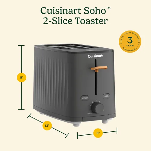 Vista 10 de Cuisinart Soho™ Collection - Tostador de 2 rebanadas, 7 ajustes de tostado, función de descongelación, recalentamiento y bagel, almacenamiento Negro