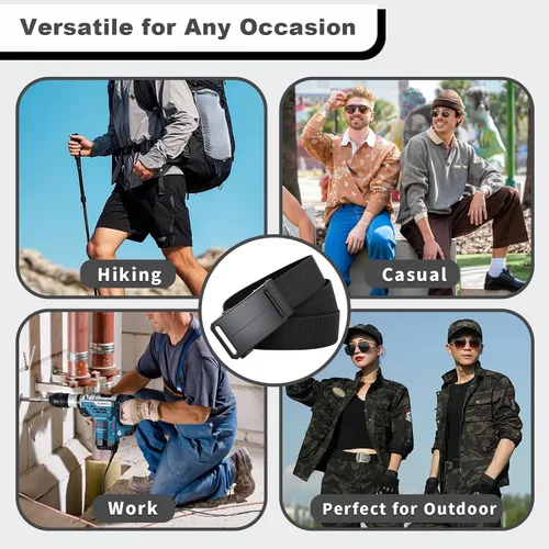 Vista 6 de 1.5" Tactical Ratchet Belt for Men, Adjustable Nylon Stretch Strap, Trim to Fit 27"-52" Waist (124cm/150cm)