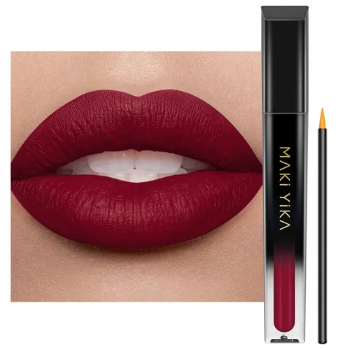 Vista 24 de MAKI YIKA Juego de 3 lápices labiales líquidos mate, color negro y rojo Negro/Rojo Oscuro/Desnudo