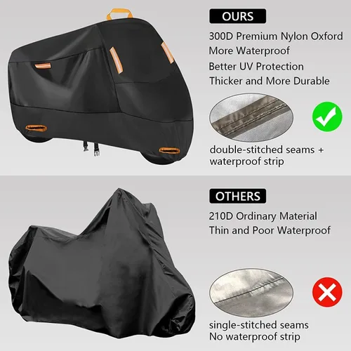 Vista 3 de Funda impermeable para 1 bicicleta, 300D Oxford, agujeros de bloqueo, hebillas reflectantes, resistentes al viento, lona de bicicleta para bicicleta