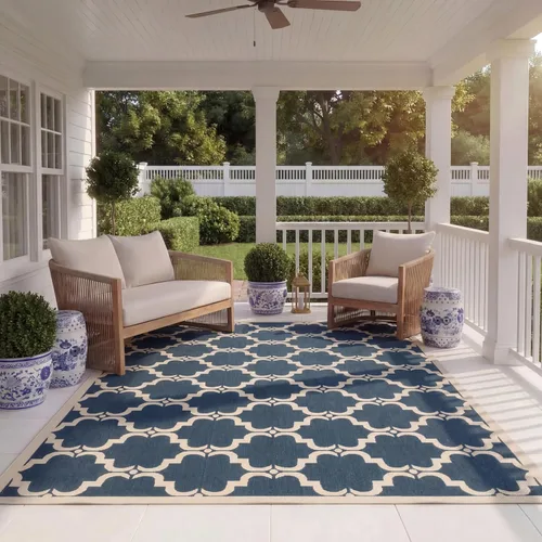 Vista 47 de SAFAVIEH Alfombra lavable al aire libre Courtyard Collection - 9 x 12 pies, beige y terracota, no desprende pelusa y fácil limpieza, ideal