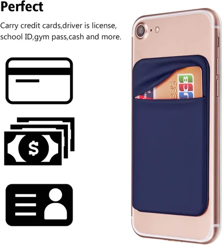 Vista 3 de OBVIS Funda autoadhesiva para teléfono celular, tarjetero adhesivo con tarjetero adhesivo para tarjeta de crédito, cajero automático para iPhone