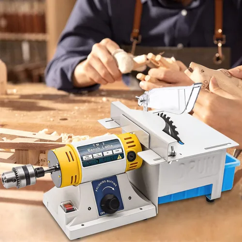 Vista 3 de Máquina de pulir de mesa de jade gema, mini torno máquina herramienta DIY carpintería Torno de madera Fresadora Molienda Perlas de pulido Taladro