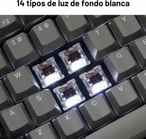 Vista 3 de Keychron C2 Pro Teclado Mecánico Personalizado con Cable Diseño de Tamaño Completo QMK/VIA Macro Programable con Retroiluminación Blanca