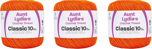 Vista 33 de Aunt Lydia Classic Crochet - 3 unidades de 350y/1,049.9 ft - Natural Tamaño 10 3 capas 100% algodón mercerizado hilo de ganchillo para tapetes