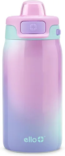 Vista 17 de Ello Pop & Fill Botella de agua de acero inoxidable para niños de 12 onzas con tapa de llenado rápido Botella libre de BPA con aislamiento al