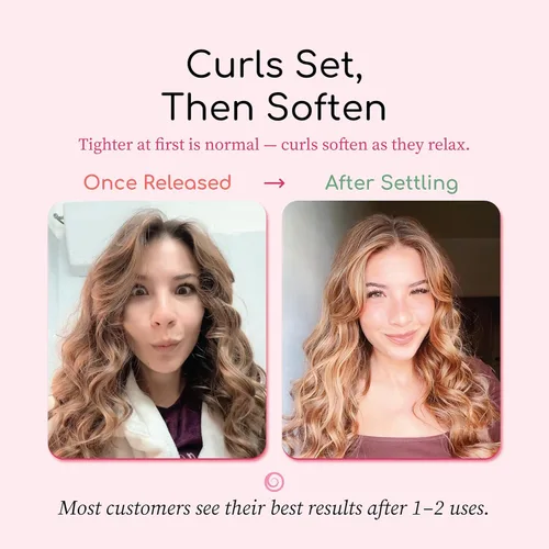 Vista 4 de Octocurl Diadema sin calor, rizadores de pelo para dormir, rizadores sin calor para cabello largo (algodón, rosa)