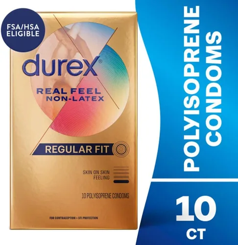 Vista 2 de Preservativos Durex sin látex para el sexo, condones lubricados sin látex Durex Avanti Bare Real Feel para hombres con sensación natural de piel