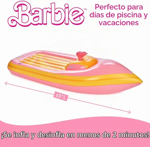 Vista 4 de Barbie x FUNBOY Yacht Speed Boat - Flotador de piscina con chorro de agua