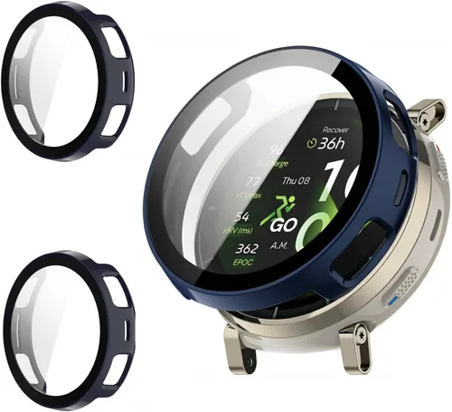 Vista 14 de Rc-Z Paquete de 2 fundas protectoras de pantalla para reloj inteligente Amazfit Active 2, parachoques de policarbonato duro, película de vidrio