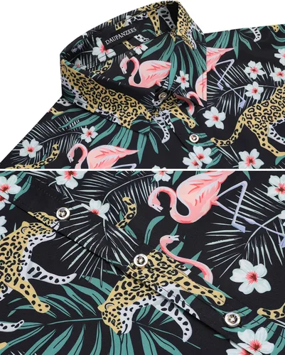 Vista 4 de Daupanzees - Camisa hawaiana de manga corta con botones para hombre